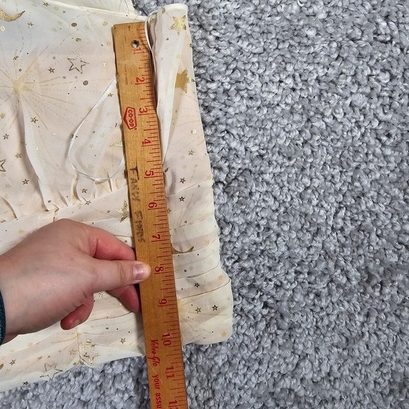 Torrid Shirt Womens Large Cream Chiffon One Shoulder Crop Top Star Moon Clusters - Picture 14 of 15